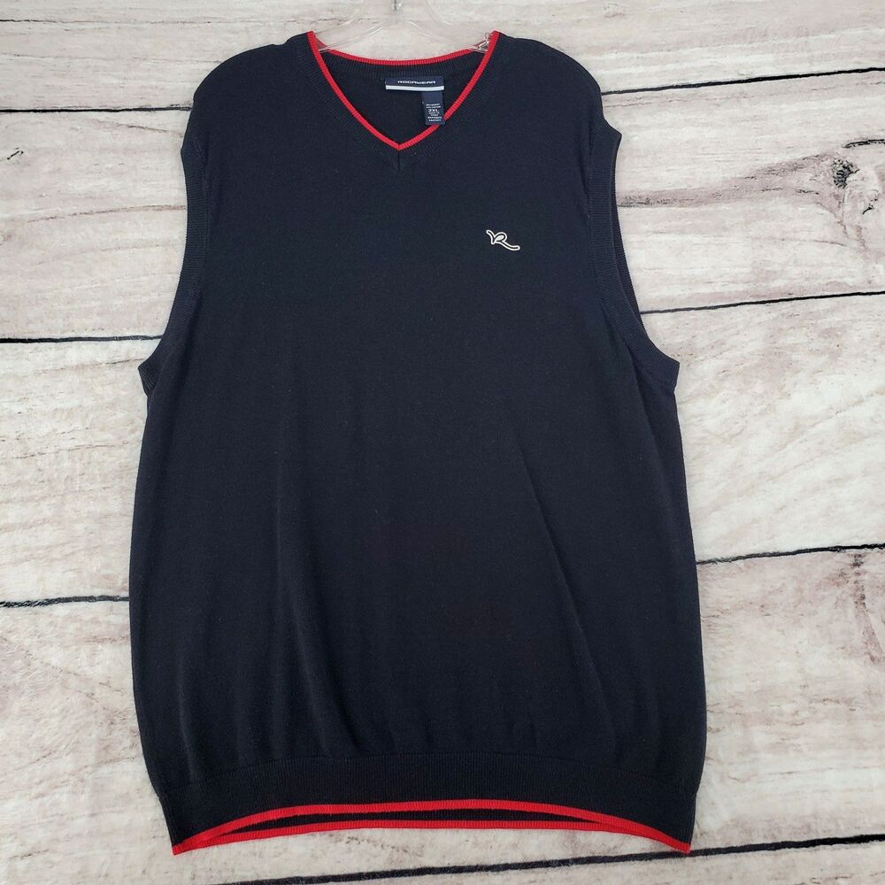 Rocawear Sweater Vest Mens 2XL Black V Neck Sleeveless Grandpa Urban Y2K Baggy